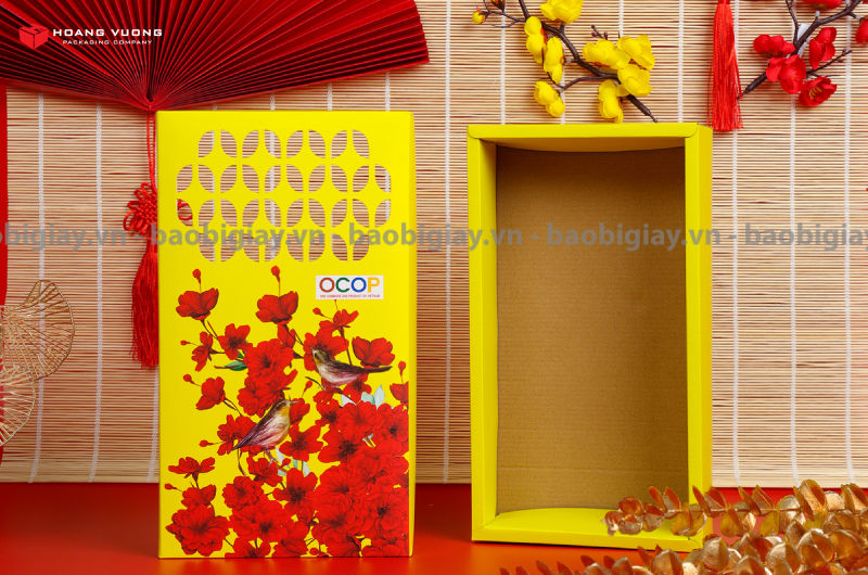 Bao bì giấy Hoàng Vương nhận in hộp quà Tết theo yêu cầu